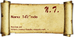 Nanu Tünde névjegykártya